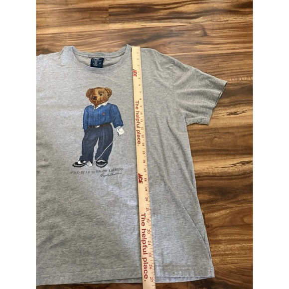 Vintage 90s Polo Ralph Lauren Golf Bear T Shirt Adult Large Gray Shirt Fast Ship - Picture 7 of 9